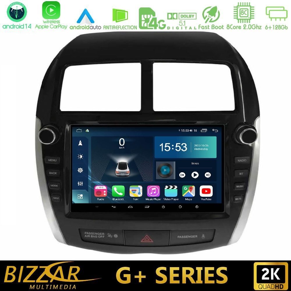 Bizzar G+ Series Mitsubishi ASX 2013-2018 8core Android14 6+128GB Navigation Multimedia Tablet 9" (Oem Look)
