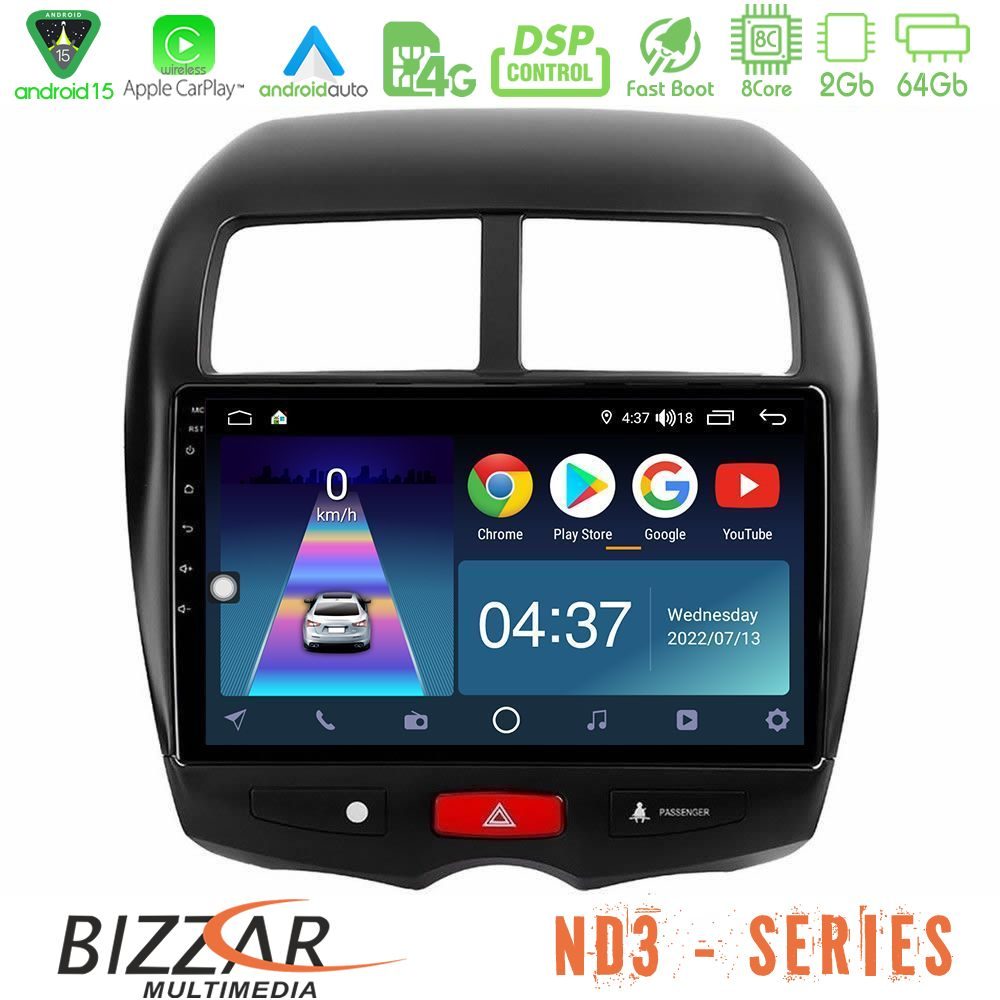 Bizzar ND3 Series 8Core Android15 2+64GB  Mitsubishi ASX Navigation Multimedia Tablet 10"
