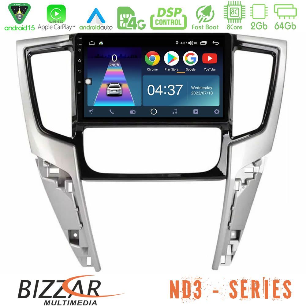 Bizzar ND3 Series 8Core Android15 2+64GB Mitsubishi L200 2019-2023 Navigation Multimedia Tablet 9"