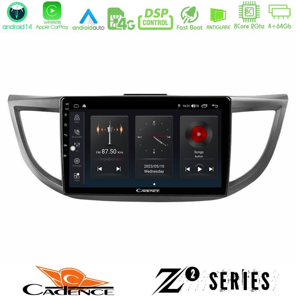 Cadence Z2 Series 8Core Android14 4+64GB  Honda CRV 2012-2017 Navigation Multimedia Tablet 9" Με Carplay & Android Auto