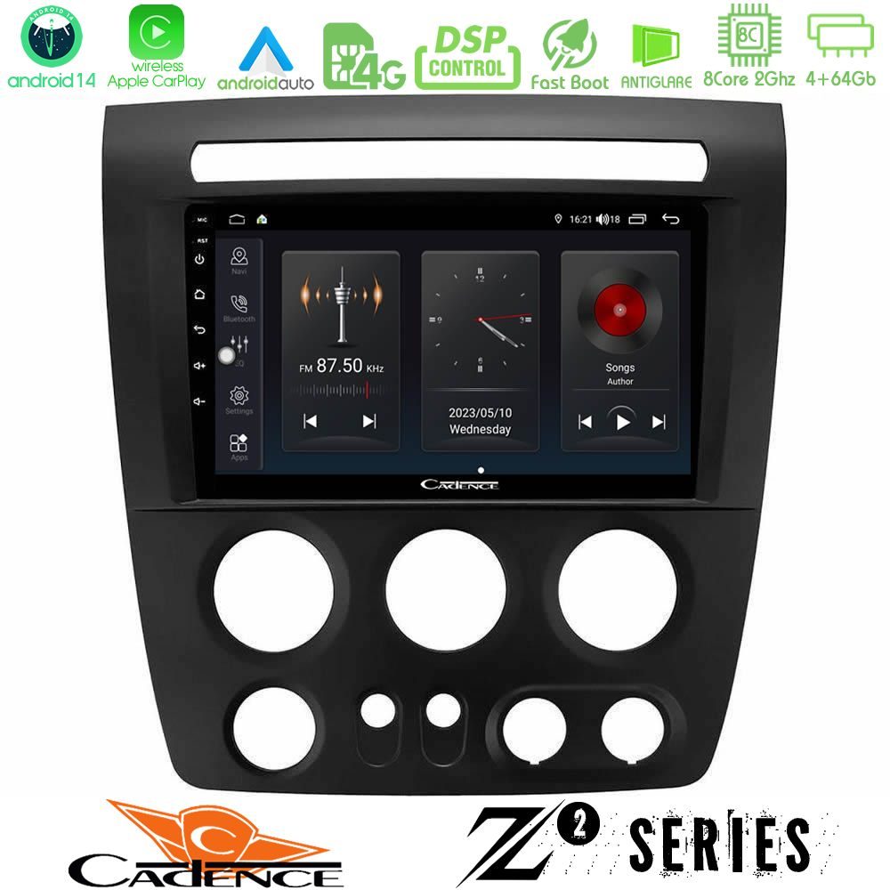 Cadence Z2 Series 8Core Android14 4+64GB  Hummer H3 2005-2009 Navigation Multimedia Tablet 9" Με Carplay & Android Auto