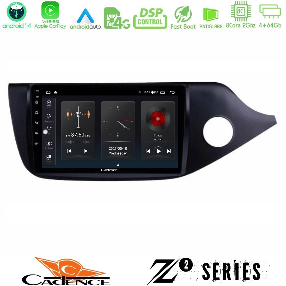 Cadence Z2 Series 8Core Android14 4+64GB Kia Cee’d/ProCeed 2013-2017 RHD Navigation Multimedia Tablet 9" Με Carplay & Android Auto