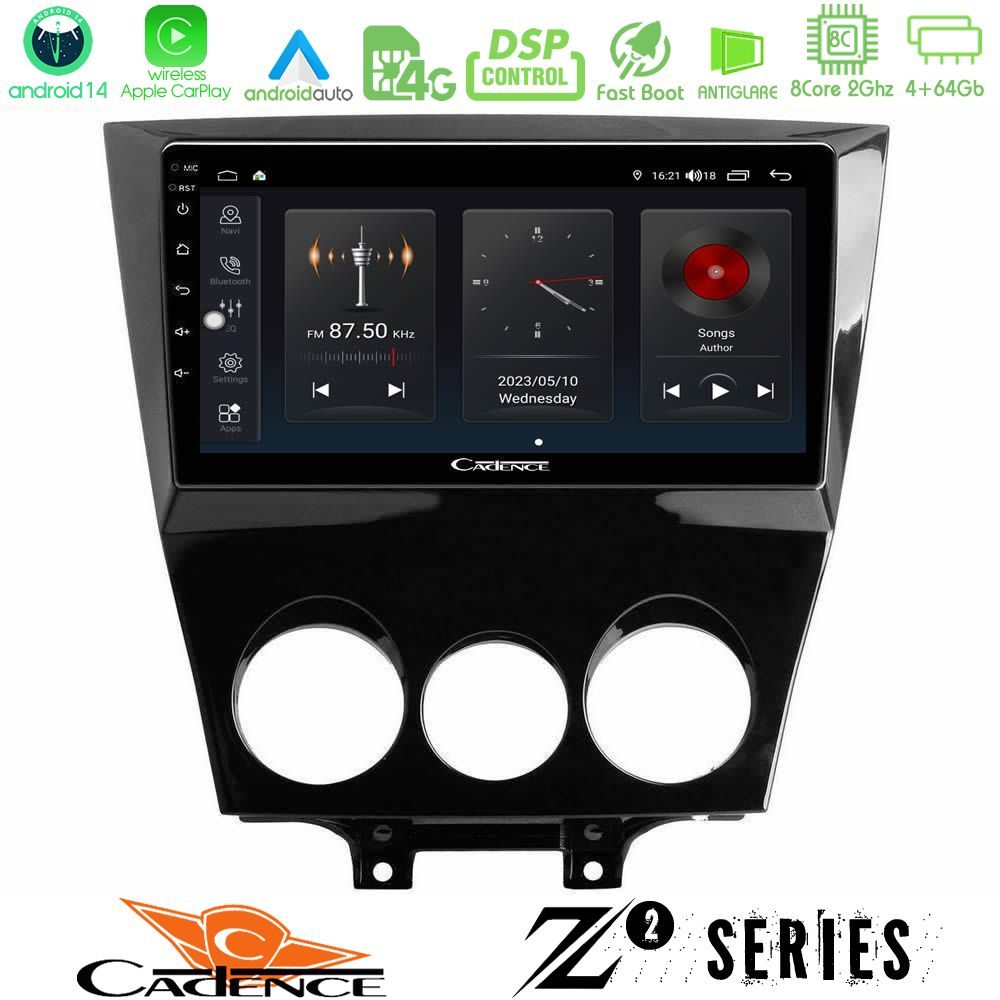 Cadence Z2 Series 8Core Android14 4+64GB  Mazda RX8 2008-2012 Navigation Multimedia Tablet 9" Με Carplay & Android Auto
