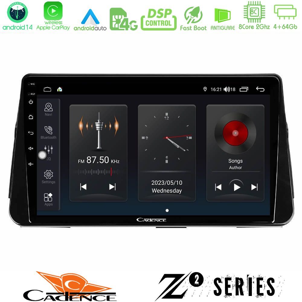 Cadence Z2 Series 8Core Android14 4+64GB  Nissan Micra K14 Navigation Multimedia Tablet 9" Με Carplay & Android Auto