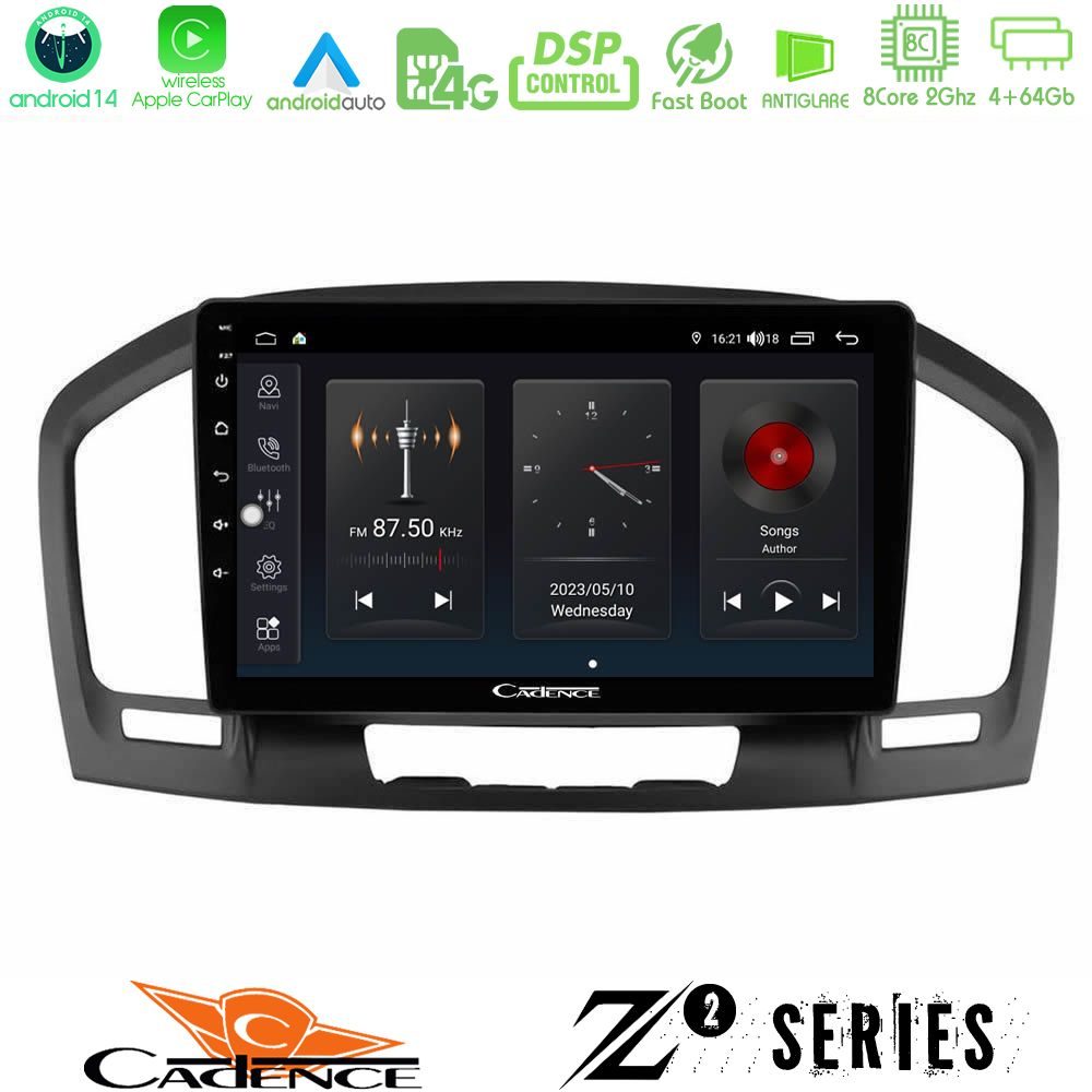 Cadence Z2 Series 8Core Android14 4+64GB  Opel Insignia 2008-2013 Navigation Multimedia Tablet 9" Με Carplay & Android Auto