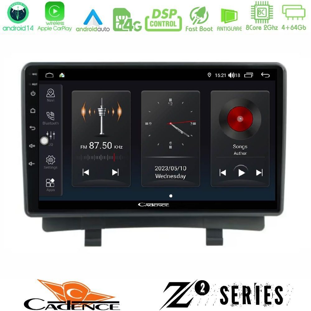 Cadence Z2 Series 8Core Android14 4+64GB Opel Zafira Navigation Multimedia Tablet 9" Με Carplay & Android Auto