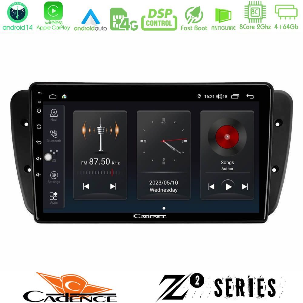 Cadence Z2 Series 8Core Android14 4+64GB  Seat Ibiza 2008-2012 Navigation Multimedia Tablet 9" Με Carplay & Android Auto
