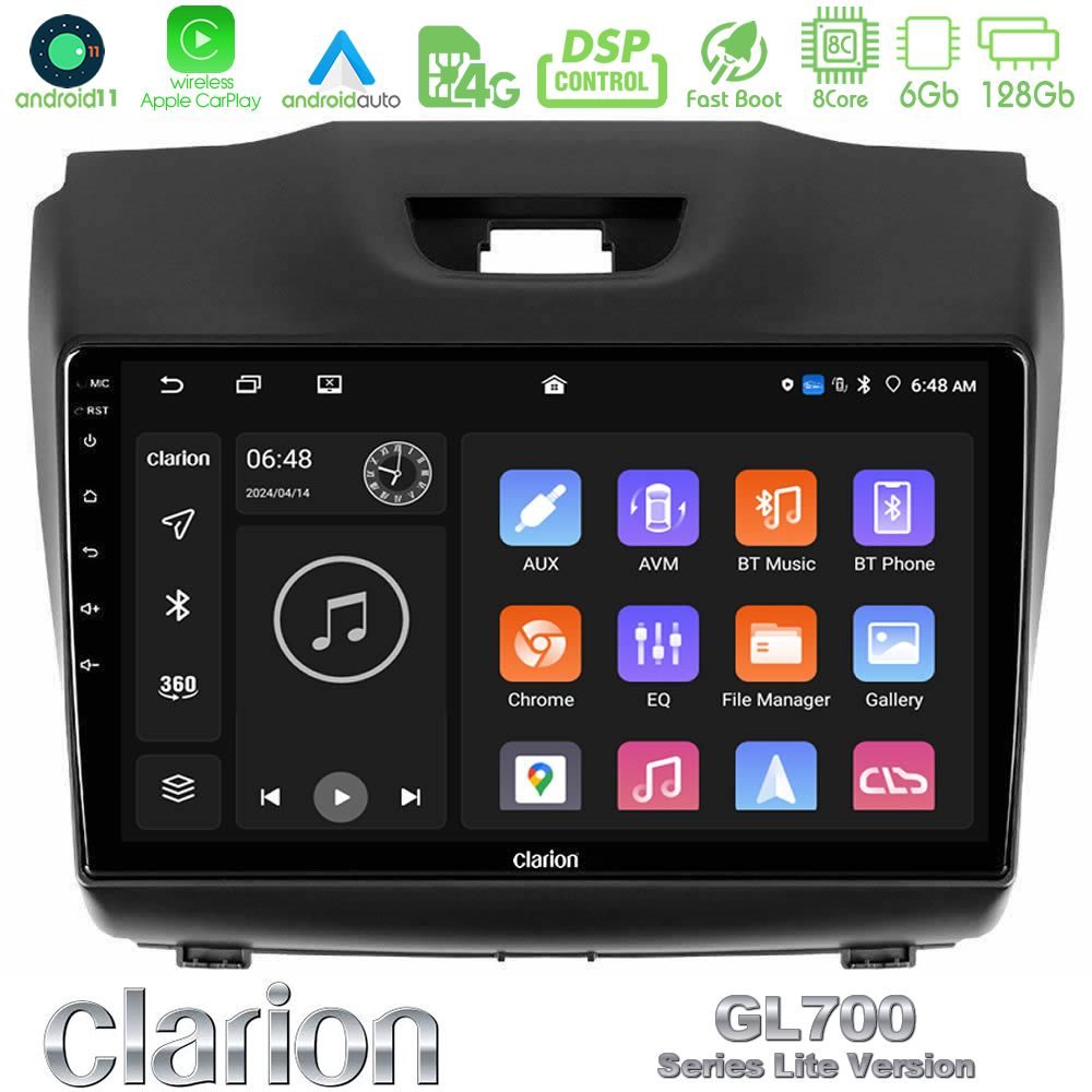 Clarion GL700 Lite Series 8Core Android11 6+128GB Isuzu D-MAX 2012-2019 Navigation Multimedia Tablet 9" Με Carplay & Android Auto