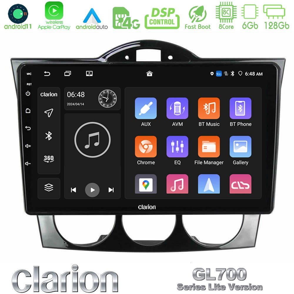 Clarion GL700 Lite Series 8Core Android11 6+128GB Mazda RX8 2003-2008 Navigation Multimedia Tablet 9" Με Carplay & Android Auto