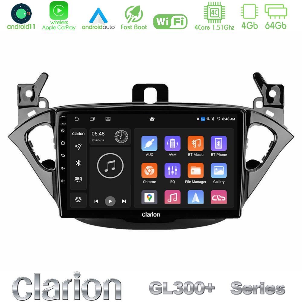 Clarion GL300+ Series 4Core Android11 4+64GB  Opel Corsa E/Adam Navigation Multimedia Tablet 9"