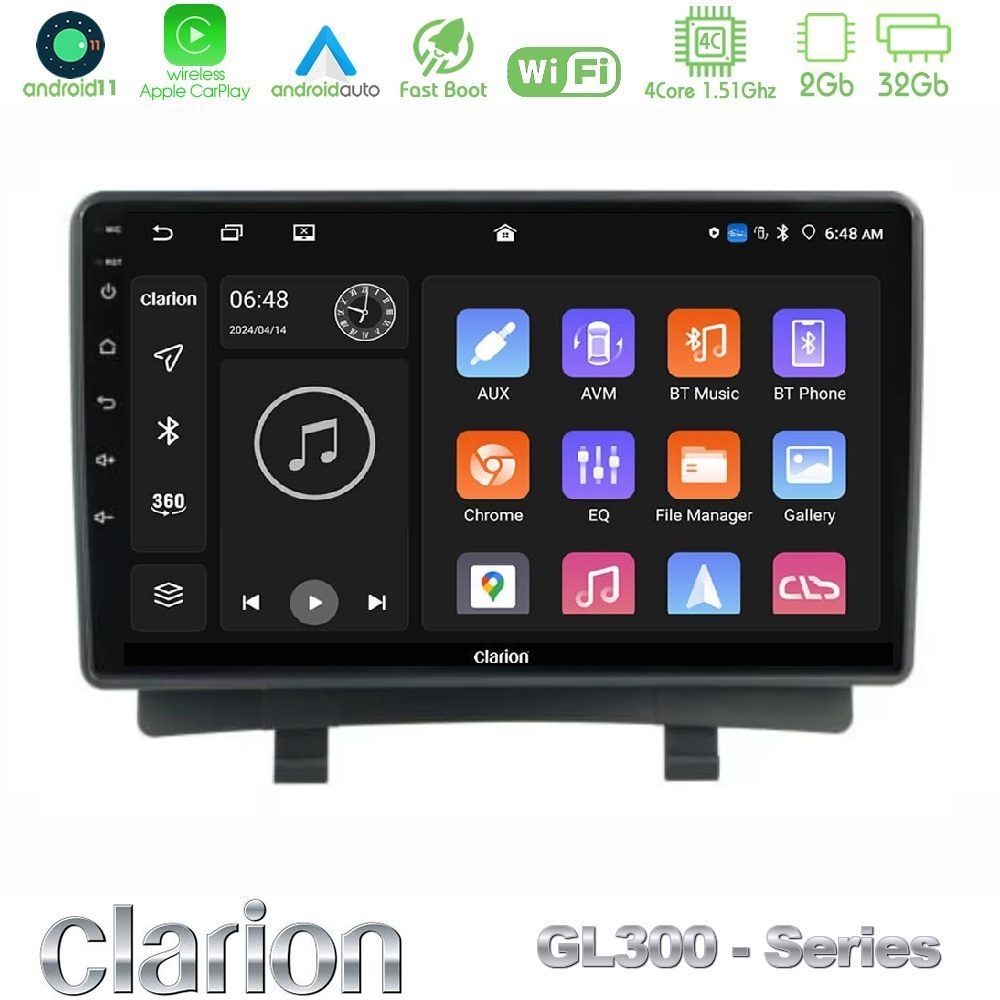 Clarion GL300 Series 4Core Android11 2+32GB Opel Zafira Navigation Multimedia Tablet 9" Με Carplay & Android Auto