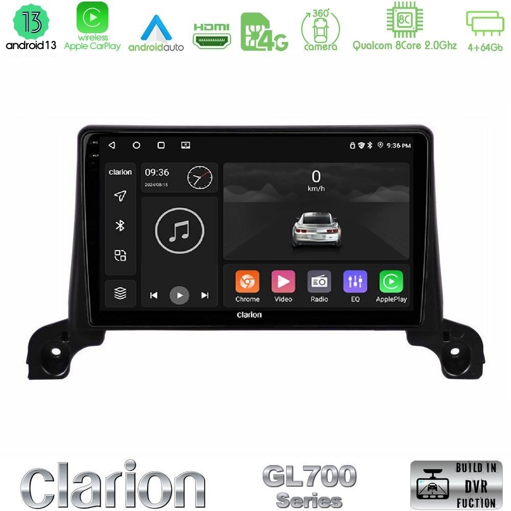 Clarion GL700 Series 8Core Android13 4+64GB Peugeot 3008/5008 2017-2023 Navigation Multimedia Tablet 9" Με Carplay & Android Auto