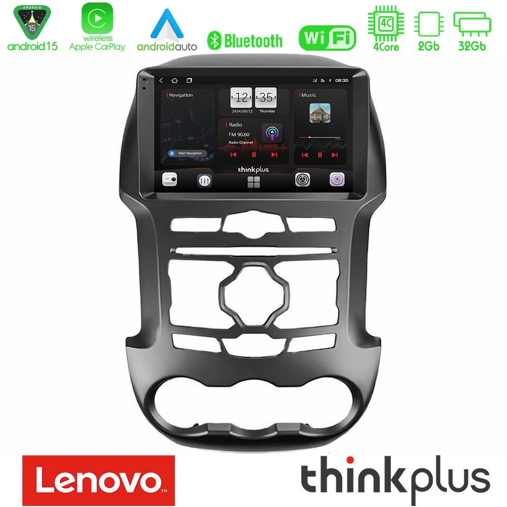 Lenovo Thinkplus Series 4Core Android15 2+32GB  Ford Ranger 2012-2016 Navigation Multimedia Tablet 9" Με Carplay & Android Auto