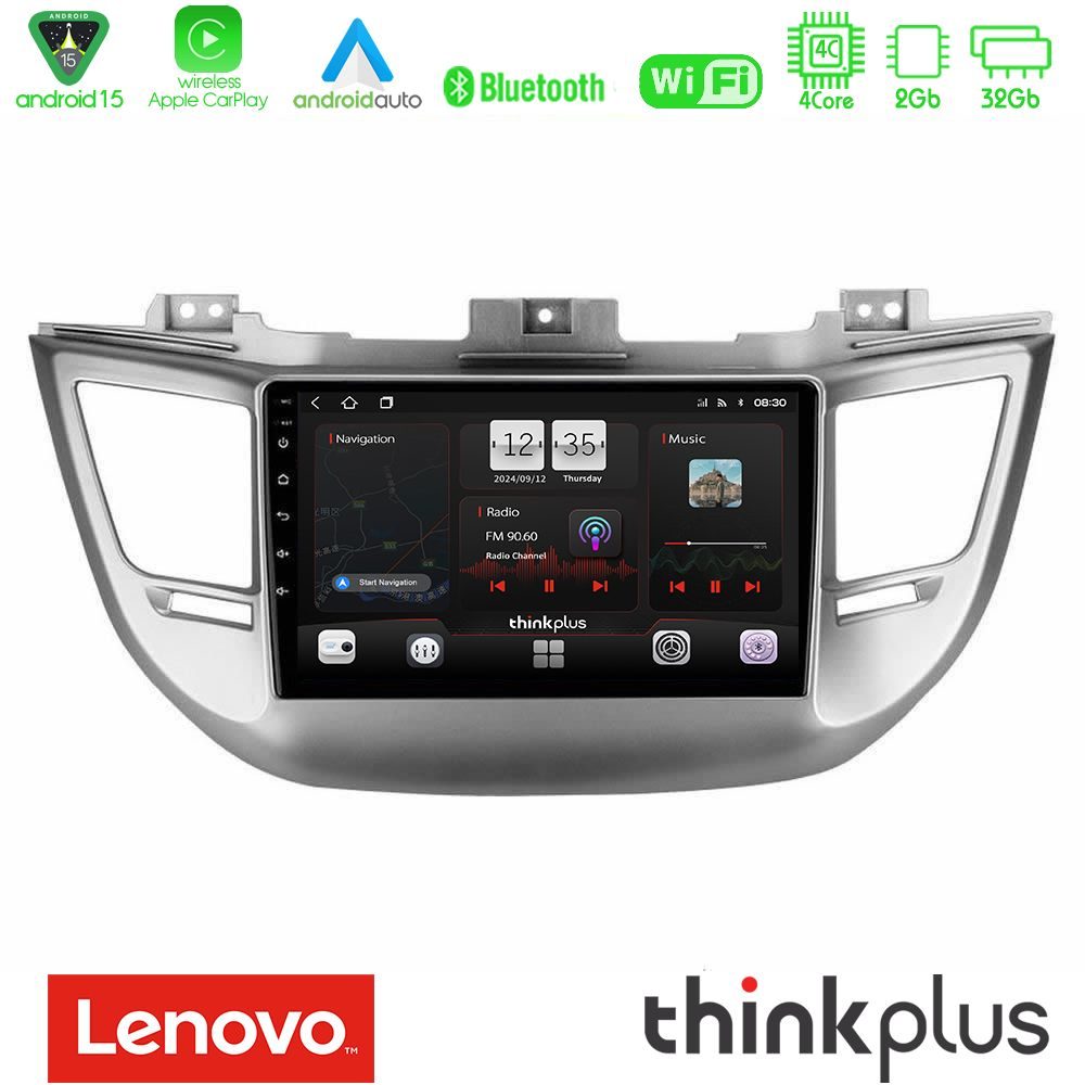 Lenovo Thinkplus Series 4Core Android15 2+32GB  Hyundai Tucson 2015-2018 Navigation Multimedia Tablet 9" Με Carplay & Android Auto