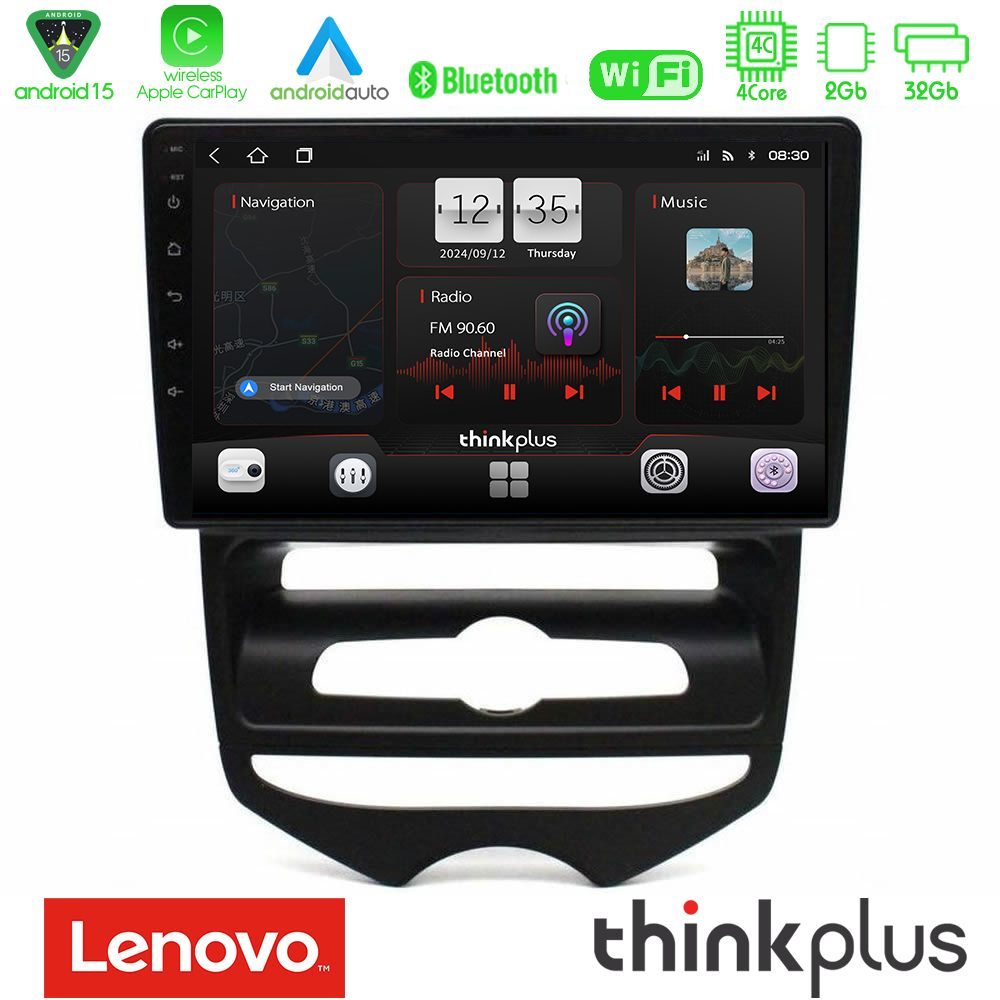 Lenovo Thinkplus Series 4Core Android15 2+32GB Hyundai ix20 2010-2020 (MANUAL A/C) Navigation Multimedia Tablet 10" Με Carplay & Android Auto