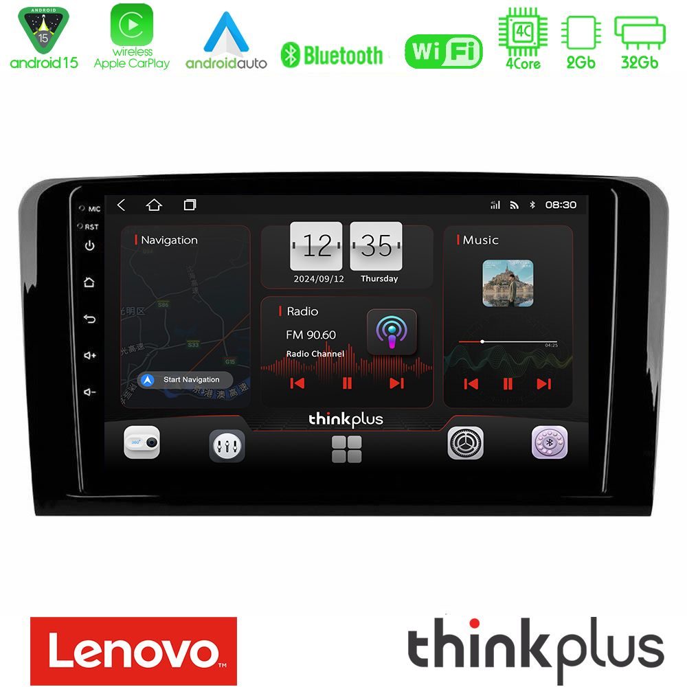 Lenovo Thinkplus Series 4Core Android15 2+32GB  Mercedes ML/GL Class Navigation Multimedia Tablet 9" Με Carplay & Android Auto