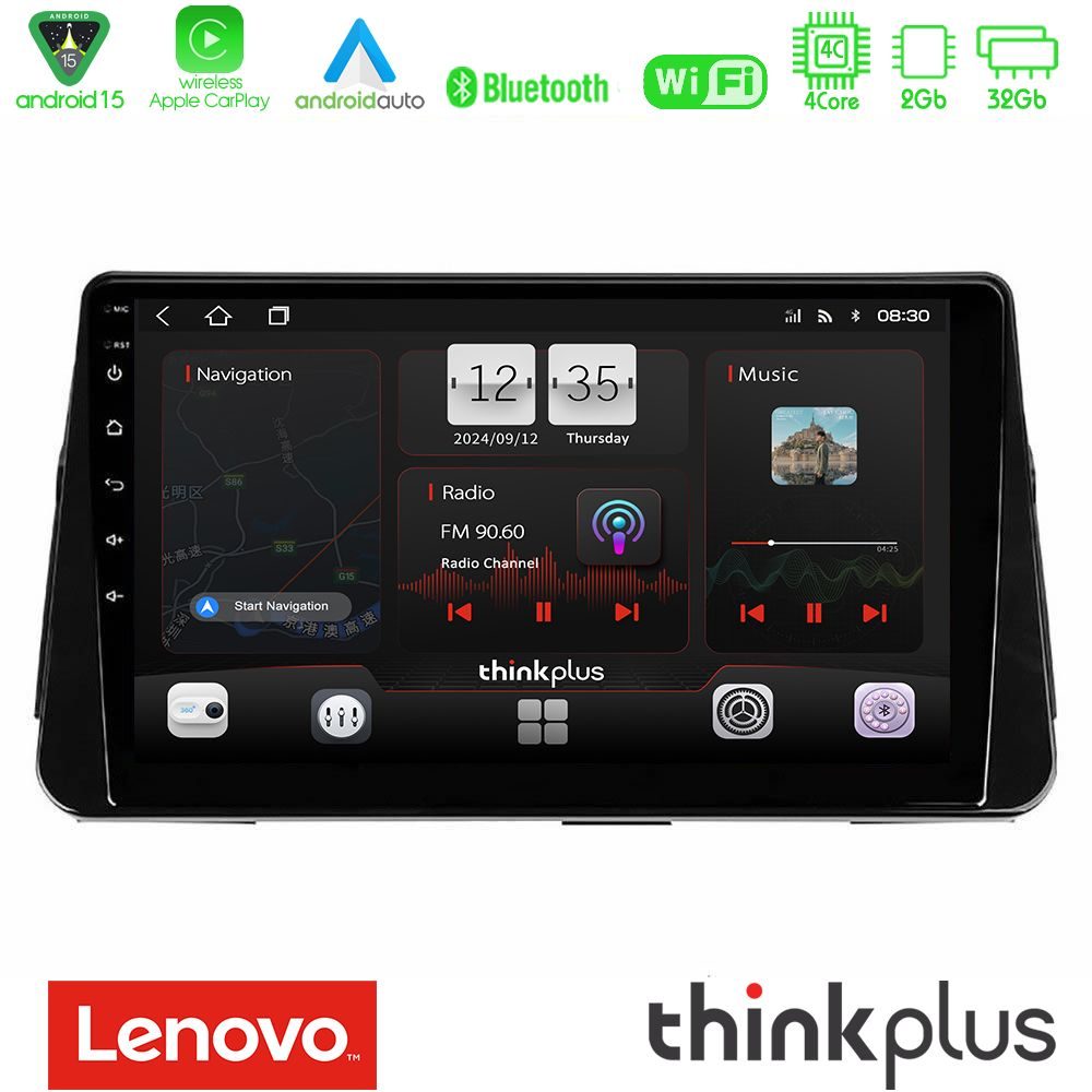 Lenovo Thinkplus Series 4Core Android15 2+32GB  Nissan Micra K14 Navigation Multimedia Tablet 9" Με Carplay & Android Auto