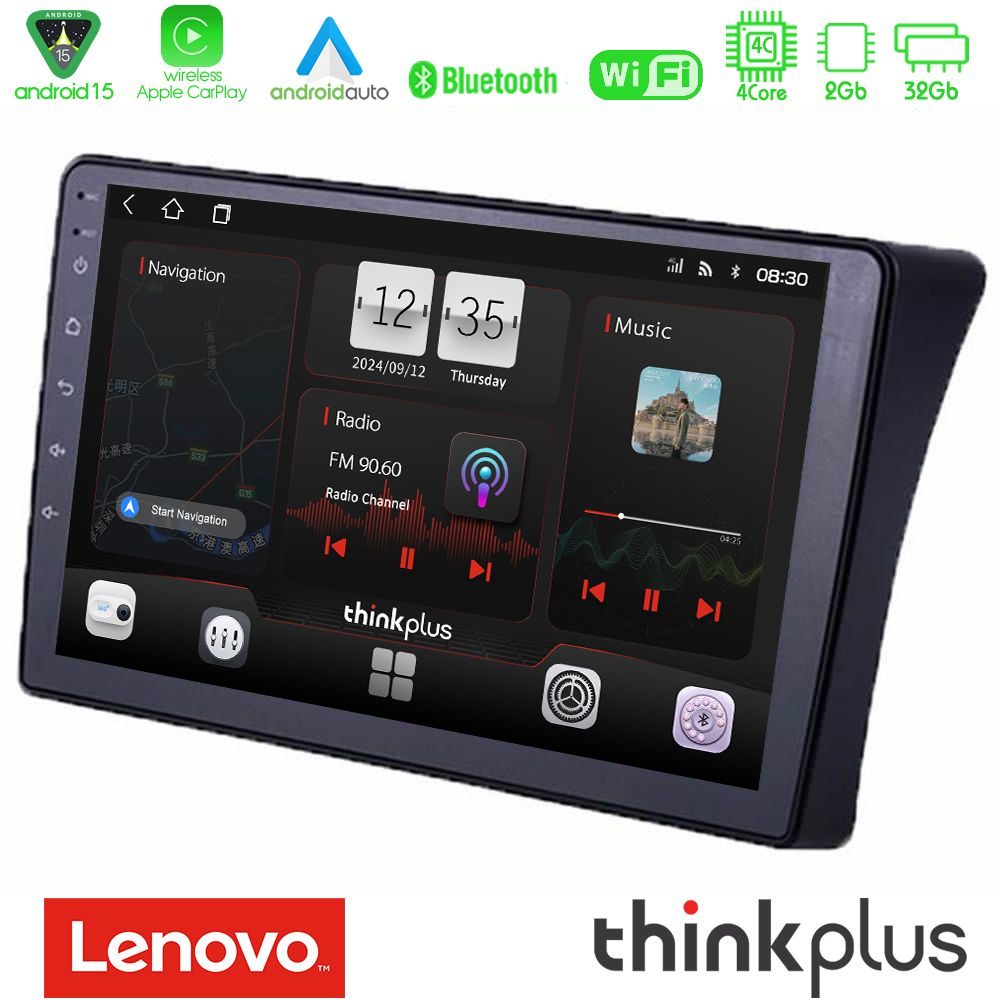 Lenovo Thinkplus Series 4Core Android15 2+32GB  Nissan Navara D40 Navigation Multimedia Tablet 9" Με Carplay & Android Auto