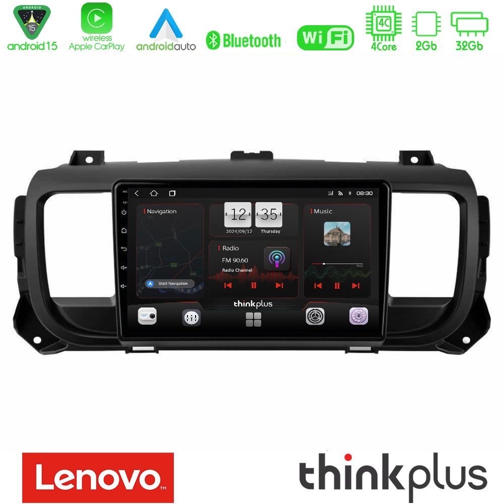 Lenovo Thinkplus Series 4Core Android15 2+32GB  Citroen/Peugeot/Opel/Toyota Navigation Multimedia Tablet 9" Με Carplay & Android Auto