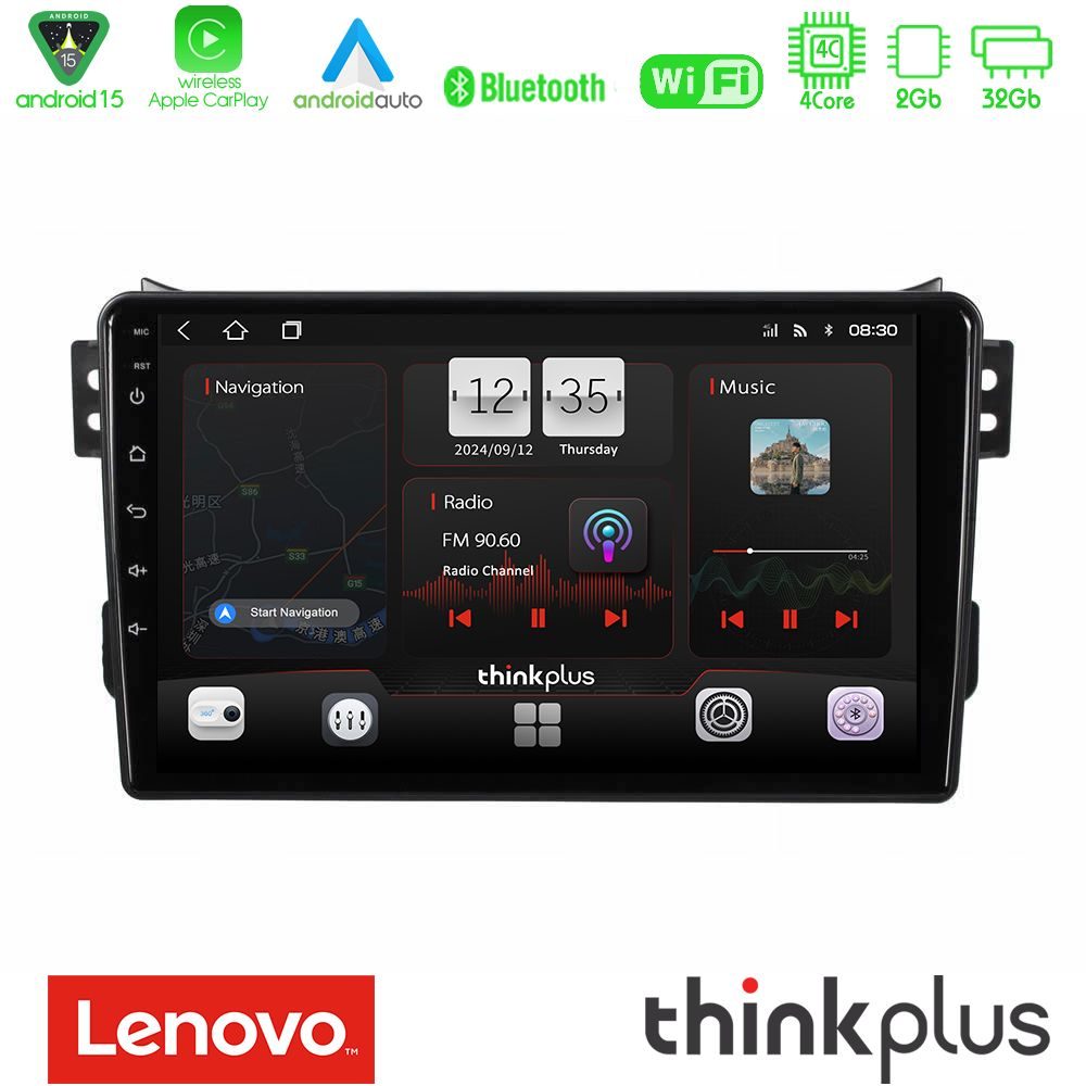 Lenovo Thinkplus Series 4Core Android15 2+32GB  Suzuki Splash & Opel Agila 2008-2014 Navigation Multimedia Tablet 9" Με Carplay & Android Auto