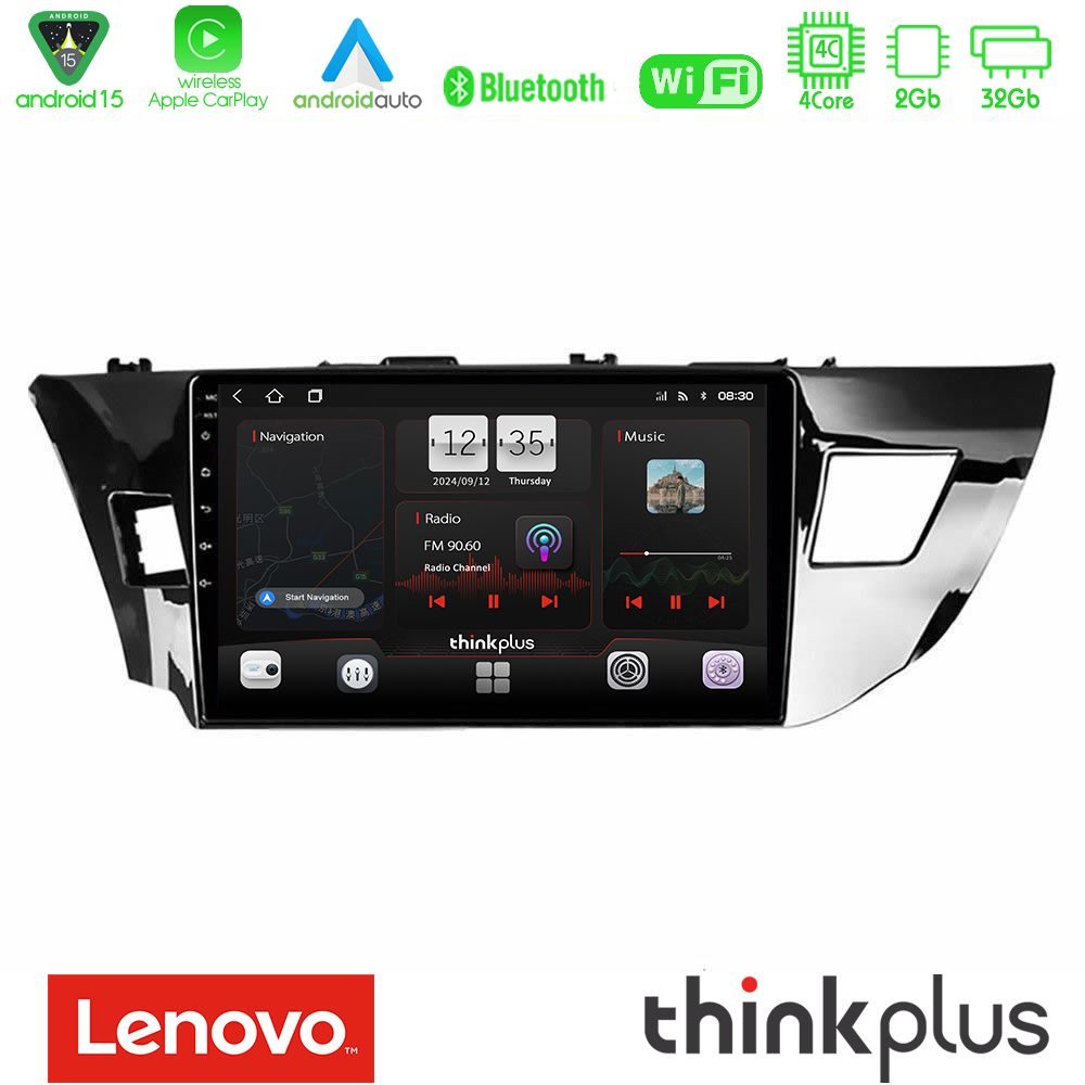 Lenovo Thinkplus Series 4Core Android15 2+32GB  Toyota Corolla 2014-2016 Navigation Multimedia Tablet 9" Με Carplay & Android Auto