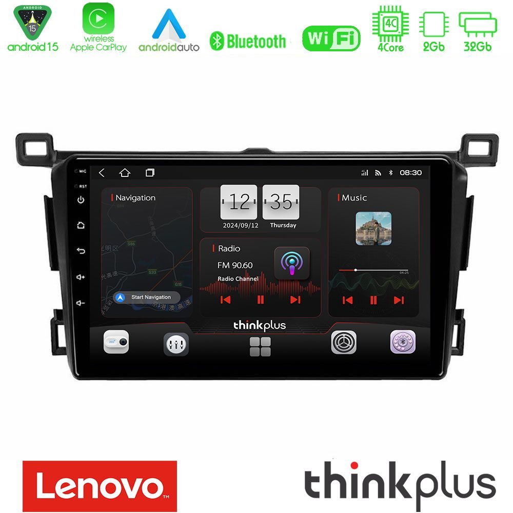 Lenovo Thinkplus Series 4Core Android15 2+32GB  Toyota RAV4 2013-2018 Navigation Multimedia Tablet 9" Με Carplay & Android Auto