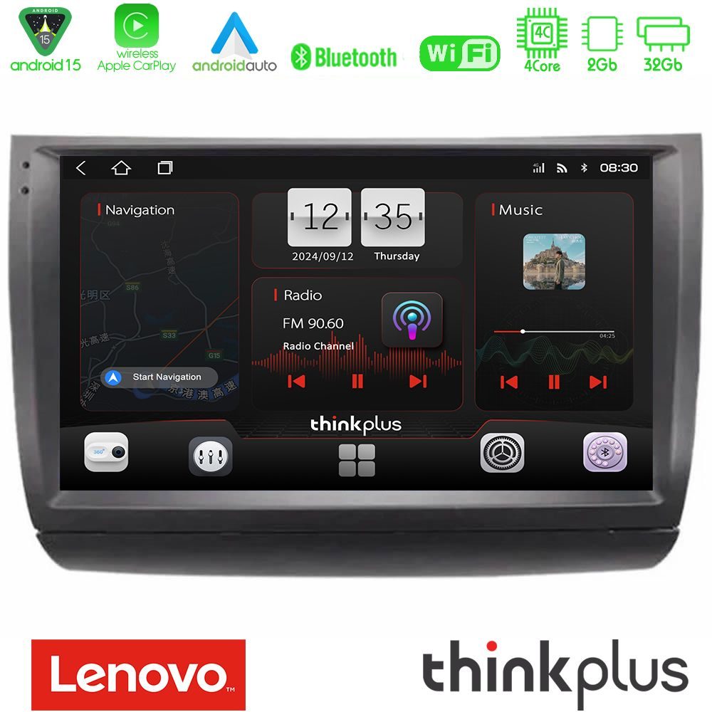 Lenovo Thinkplus Series 4Core Android15 2+32GB  Toyota Prius 2004-2009 Navigation Multimedia Tablet 9" Με Carplay & Android Auto