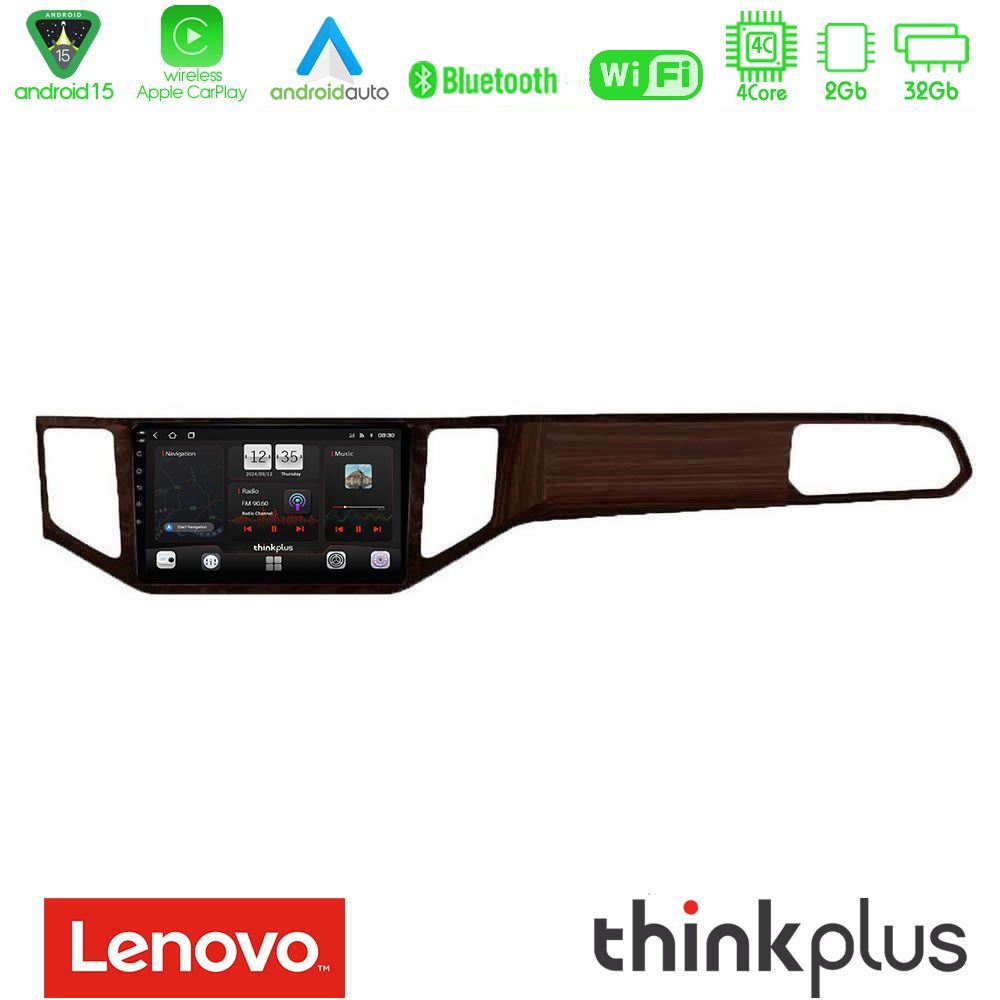 Lenovo Thinkplus Series 4Core Android15 2+32GB  VW Sportsvan 2014-2020 Navigation Multimedia Tablet 9" (Ξύλινη απόχρωση) Με Carplay & Android Auto