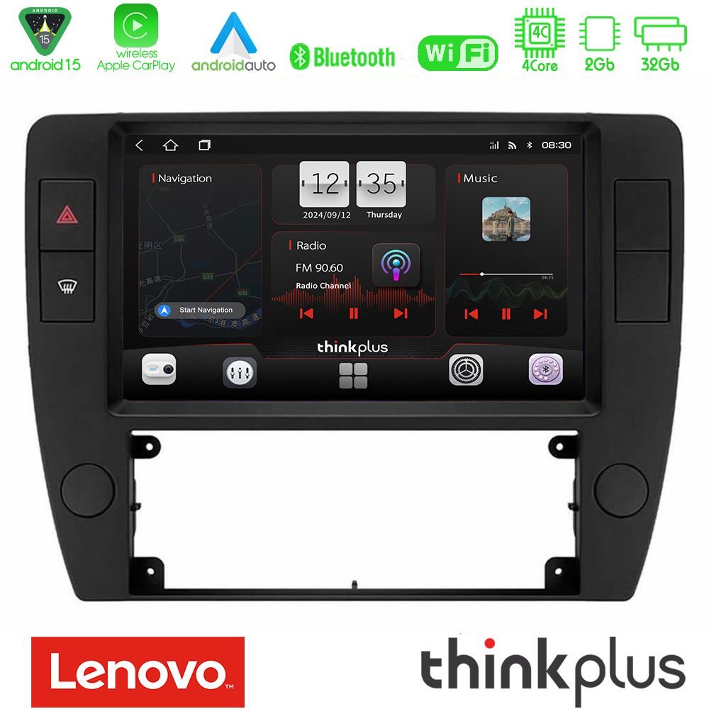 Lenovo Thinkplus Series 4Core Android15 2+32GB  VW Passat B5 2001-2005 Navigation Multimedia Tablet 9" Με Carplay & Android Auto