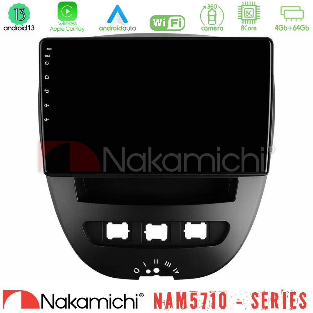 Nakamichi NAM5710 Series 8Core Android13 4+64GB  Toyota Aygo/Citroen C1/Peugeot 107 Navigation Multimedia Tablet 10"