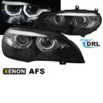 Μπροστινά Φανάρια Set Για Bmw X5 E70 07-10 3D LED Angel Eyes Μαύρα Xenon AFS D1S Με Μοτέρ Sonar - Image 2