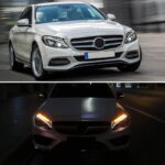 Μπροστινά Φανάρια Set Για Mercedes-Benz C-Class W205 14-18 TRU DRL Full Led Μαύρα Με Μοτέρ Depo