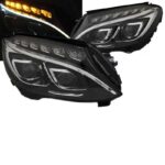 Μπροστινά Φανάρια Set Για Mercedes-Benz C-Class W205 14-18 TRU DRL Full Led Μαύρα Με Μοτέρ Depo - Image 3