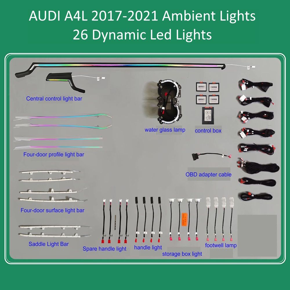 DIQ AMBIENT AUDI A4L LASER (8W) DYN mod. 2017-2021 (Digital iQ Ambient Light for Audi A4L mod. 2017-2021, 26 Lights)