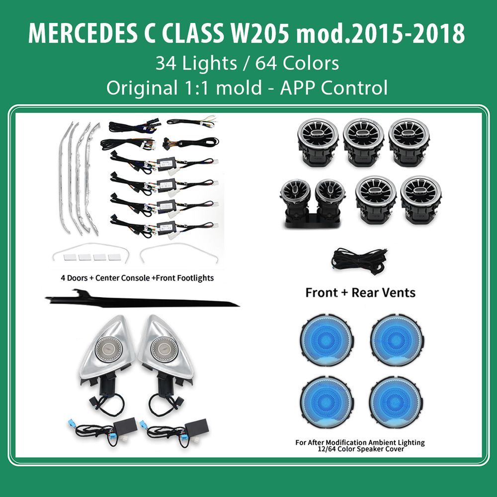 DIQ AMBIENT 8161 DCL2 (FK) - BENZ C (W205) (Digital iQ Ambient Light for Mercedes C (W205) mod.2015-2018 with 34 Lights FULLKIT)