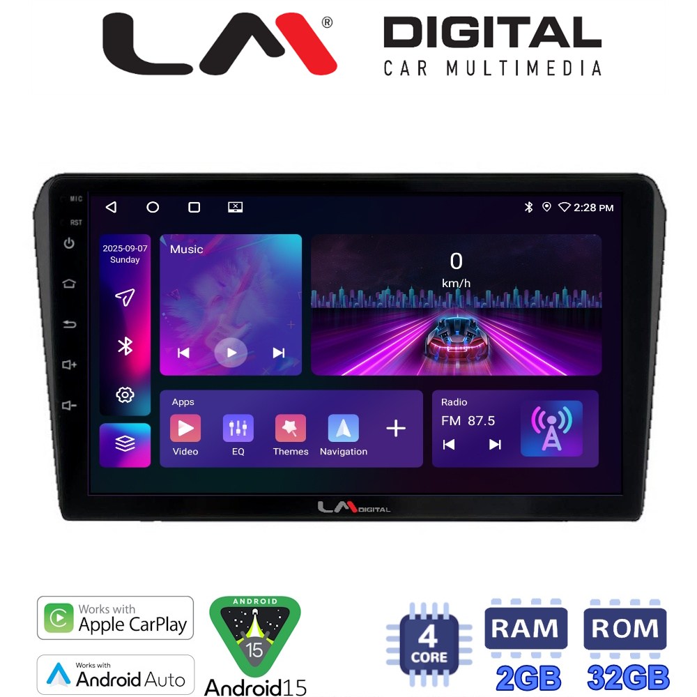 LM Digital - LM ZA4025B GPS Οθόνη OEM Multimedia Αυτοκινήτου για 0 (CarPlay/AndroidAuto/BT/GPS/WIFI/GPRS)