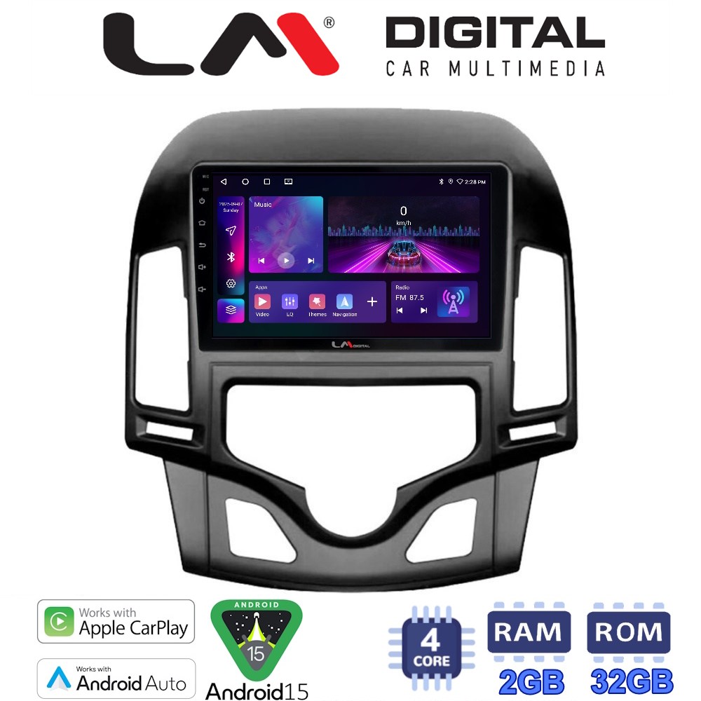 LM Digital - LM ZA4043CL GPS Οθόνη OEM Multimedia Αυτοκινήτου για HYUNDAI i30 2007-2012  (CarPlay/AndroidAuto/BT/GPS/WIFI/GPRS)