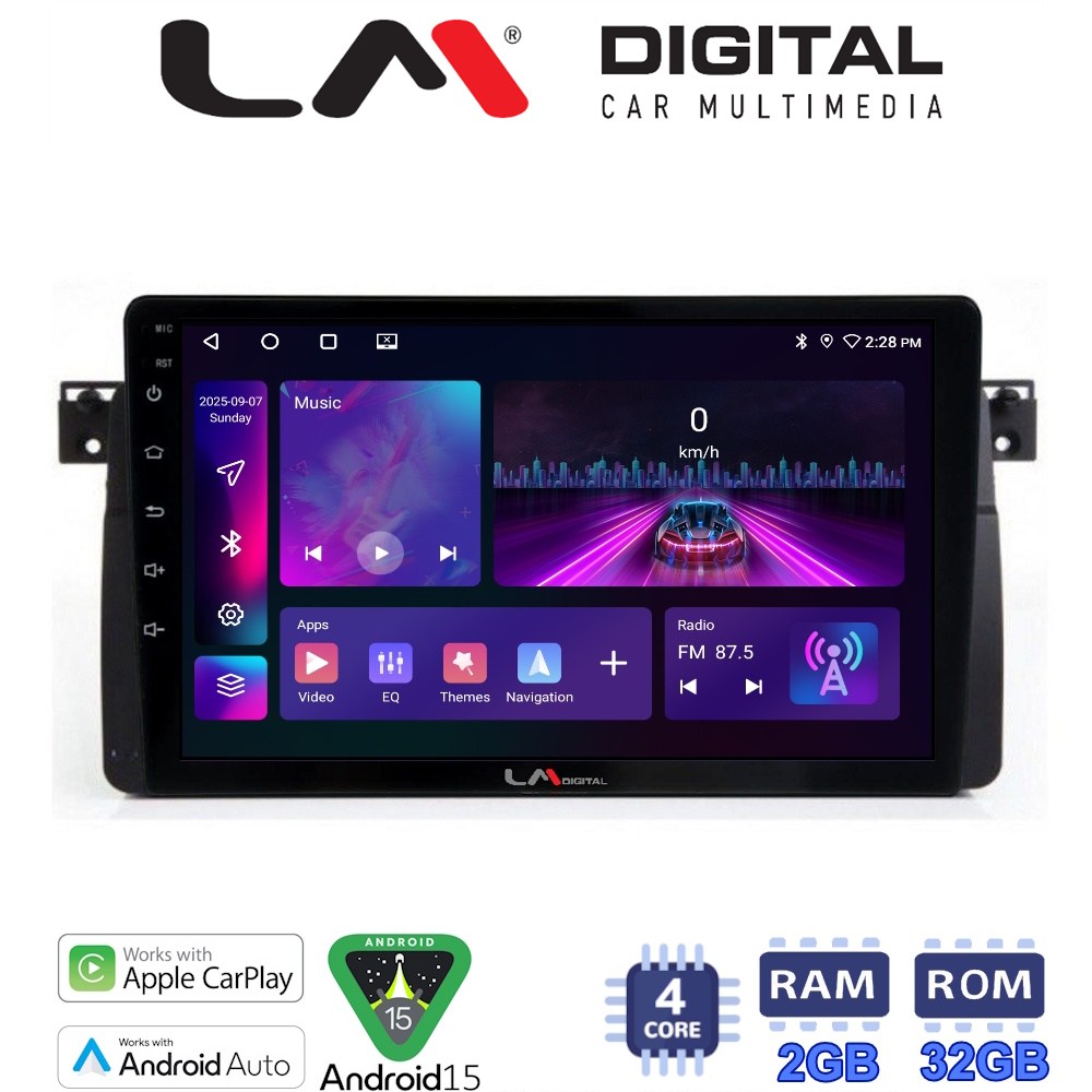 LM Digital - LM ZA4052 GPS Οθόνη OEM Multimedia Αυτοκινήτου για BMW Σειρά 3 (E46) 1998>2005  (CarPlay/AndroidAuto/BT/GPS/WIFI/GPRS)