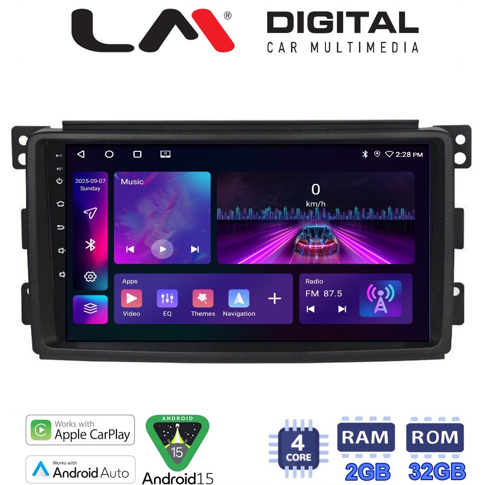 LM Digital - LM ZA4087 GPS Οθόνη OEM Multimedia Αυτοκινήτου για SMART 2007>2010 (CarPlay/AndroidAuto/BT/GPS/WIFI/GPRS)