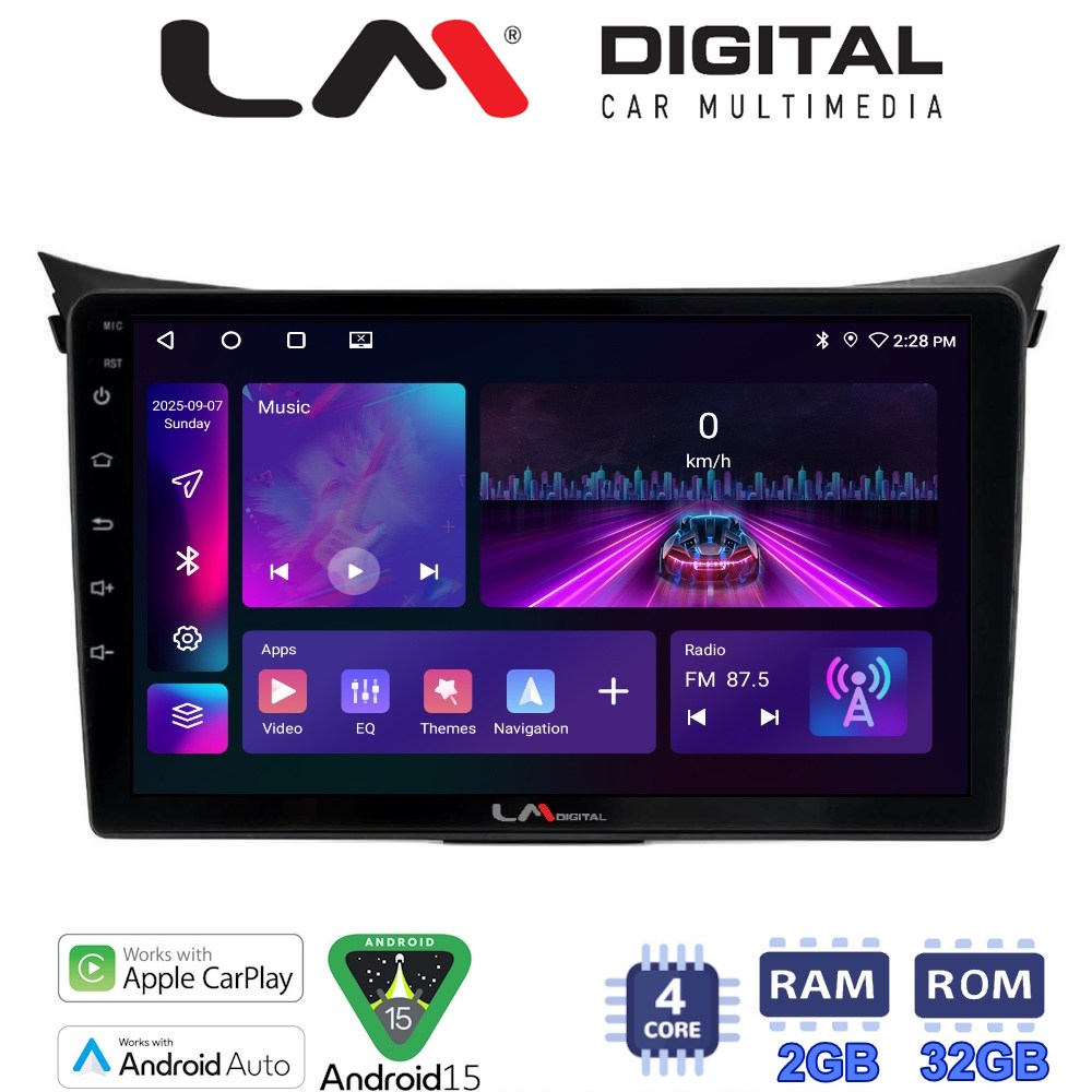 LM Digital - LM ZA4156 GPS Οθόνη OEM Multimedia Αυτοκινήτου για Hyundai i30 2012 > 2017 (CarPlay/AndroidAuto/BT/GPS/WIFI/GPRS)