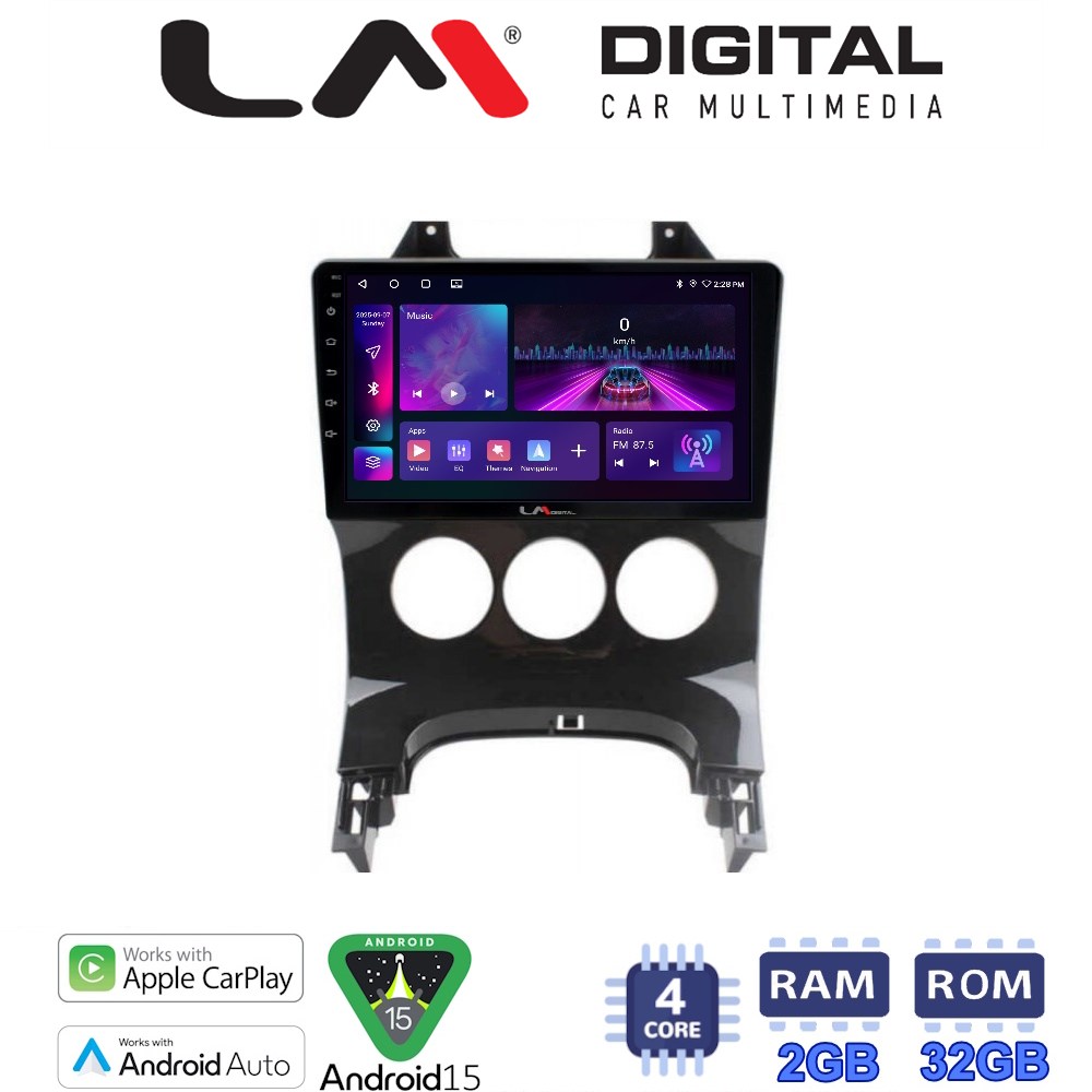 LM Digital - LM ZA4323A GPS Οθόνη OEM Multimedia Αυτοκινήτου για PEUGEOT 3008 2009>2016 & 206  2002>2006 (CarPlay/AndroidAuto/BT/GPS/WIFI/GPRS)