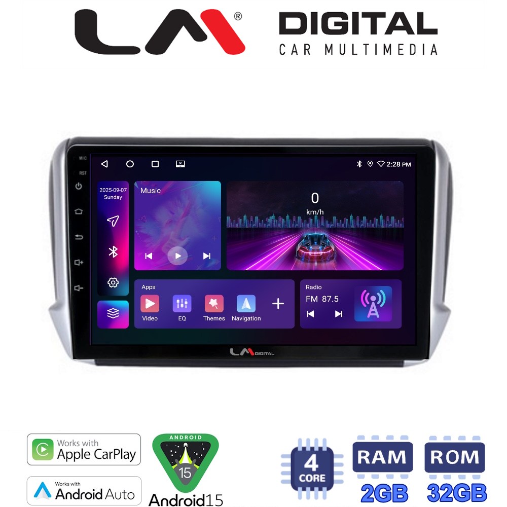 LM Digital - LM ZA4374 GPS Οθόνη OEM Multimedia Αυτοκινήτου για PEUGEOT 208-2008 2012>  (CarPlay/AndroidAuto/BT/GPS/WIFI/GPRS)