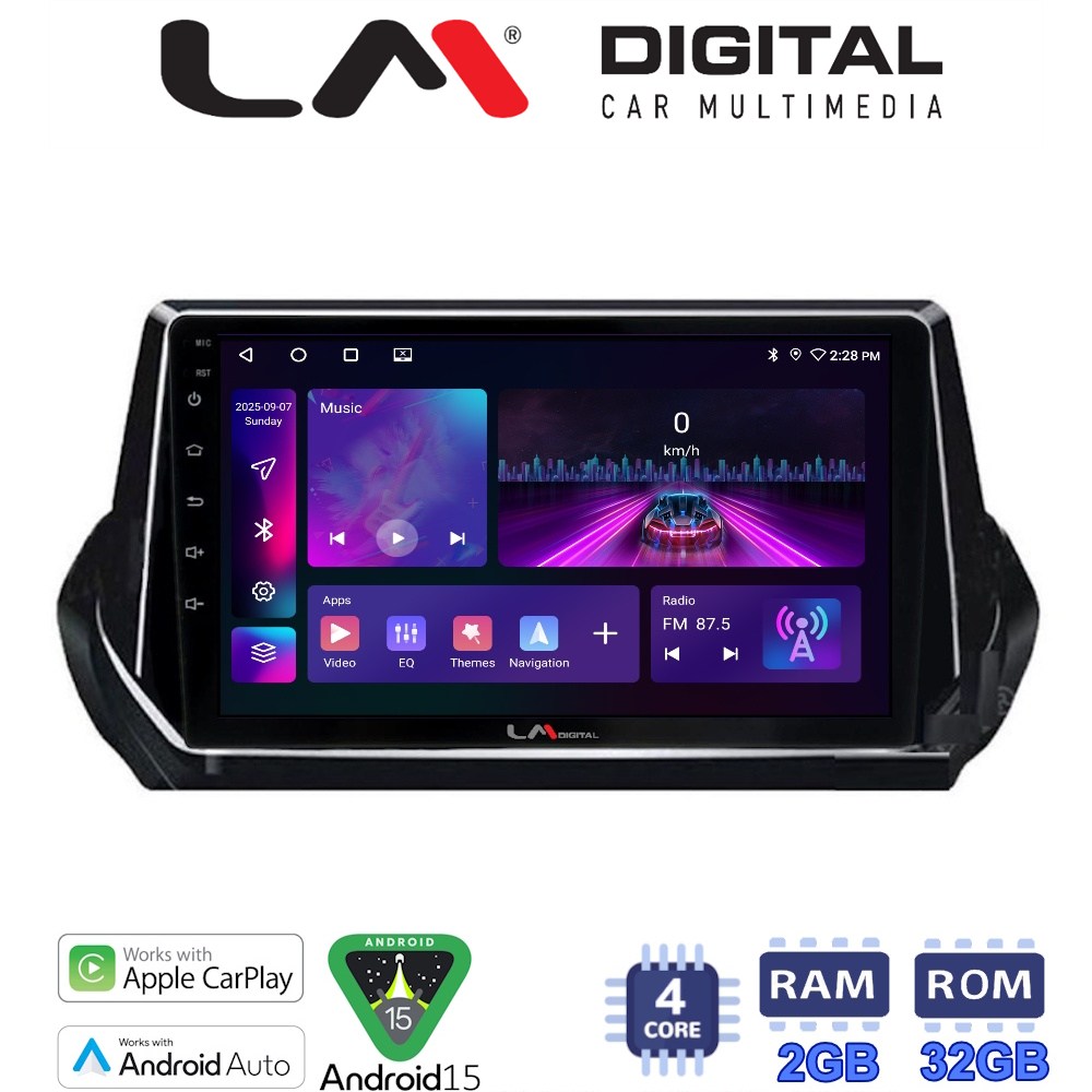 LM Digital - LM ZA4375 GPS Οθόνη OEM Multimedia Αυτοκινήτου για PEUGEOT 208-2008 2012>  (CarPlay/AndroidAuto/BT/GPS/WIFI/GPRS)