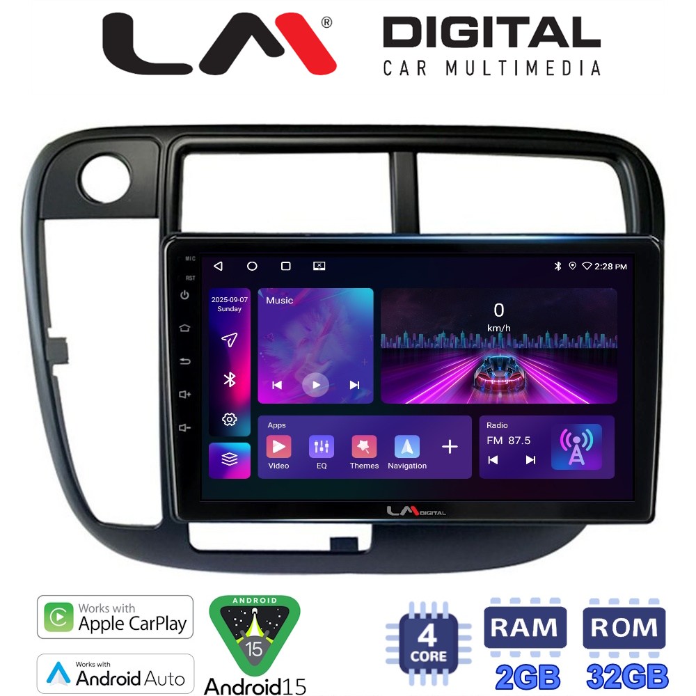 LM Digital - LM ZA4377 GPS Οθόνη OEM Multimedia Αυτοκινήτου για Honda Civic 1999 > 2001 (CarPlay/AndroidAuto/BT/GPS/WIFI/GPRS)
