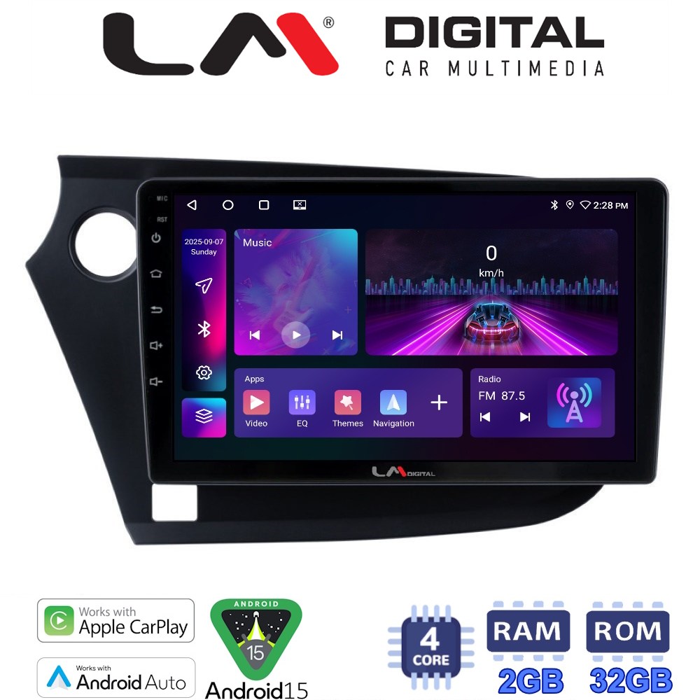 LM Digital - LM ZA4381 GPS Οθόνη OEM Multimedia Αυτοκινήτου για HONDA INSIGHT 2009>2014 (CarPlay/AndroidAuto/BT/GPS/WIFI/GPRS)