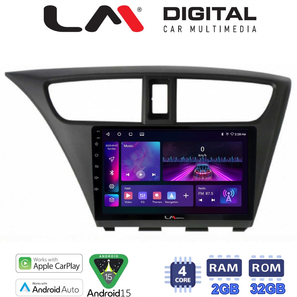 LM Digital - LM ZA4389 GPS Οθόνη OEM Multimedia Αυτοκινήτου για Honda Civic 2012 > 2016 (CarPlay/AndroidAuto/BT/GPS/WIFI/GPRS)