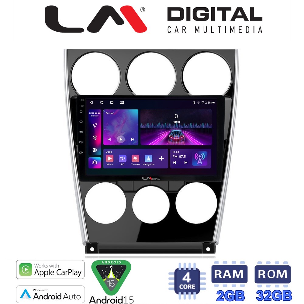 LM Digital - LM ZA4436 GPS Οθόνη OEM Multimedia Αυτοκινήτου για MAZDA 6 facelift 2005>2008  (CarPlay/AndroidAuto/BT/GPS/WIFI/GPRS)