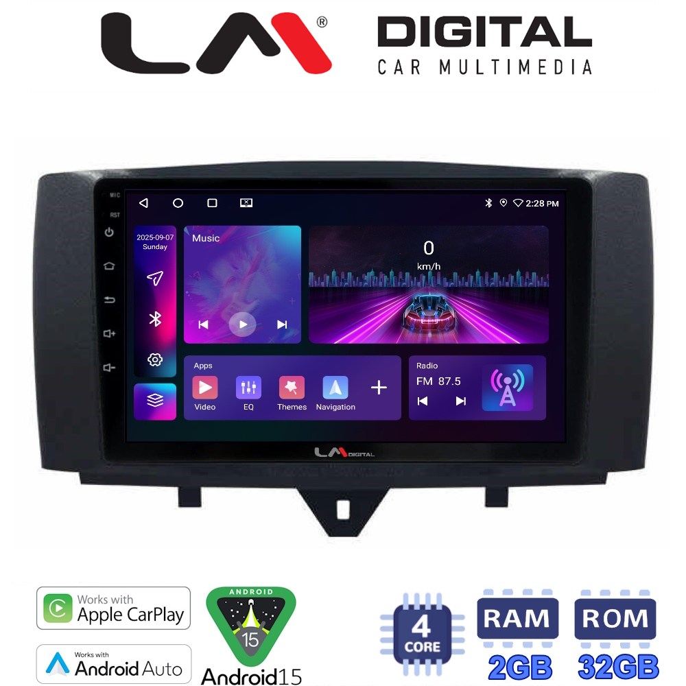 LM Digital - LM ZA4587 GPS Οθόνη OEM Multimedia Αυτοκινήτου για SMART ForTwo 2011> 2015 (CarPlay/AndroidAuto/BT/GPS/WIFI/GPRS)