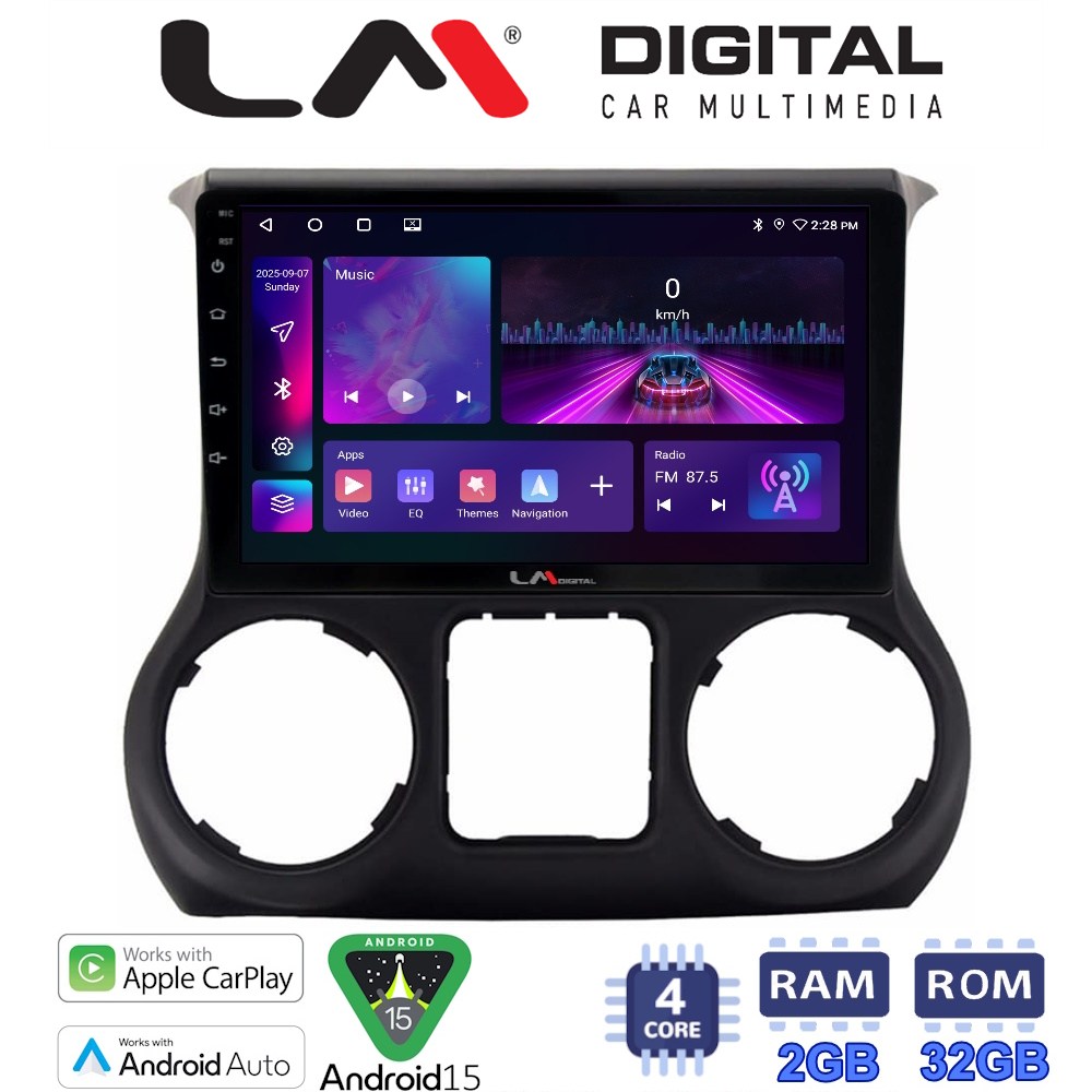 LM Digital - LM ZA4745 GPS Οθόνη OEM Multimedia Αυτοκινήτου για JEEP WRANGLER 2011>2018 (CarPlay/AndroidAuto/BT/GPS/WIFI/GPRS)