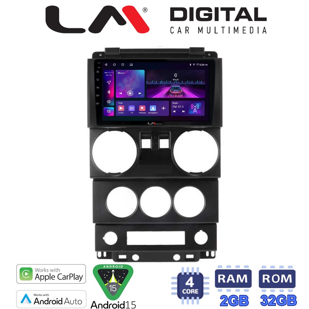 LM Digital - LM ZA4748 GPS Οθόνη OEM Multimedia Αυτοκινήτου για JEEP WRANGLER 2007 > 2011 (CarPlay/AndroidAuto/BT/GPS/WIFI/GPRS)